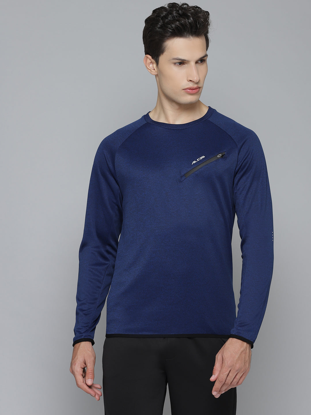 Alcis Men Solid Navy Blue Sweatshirts