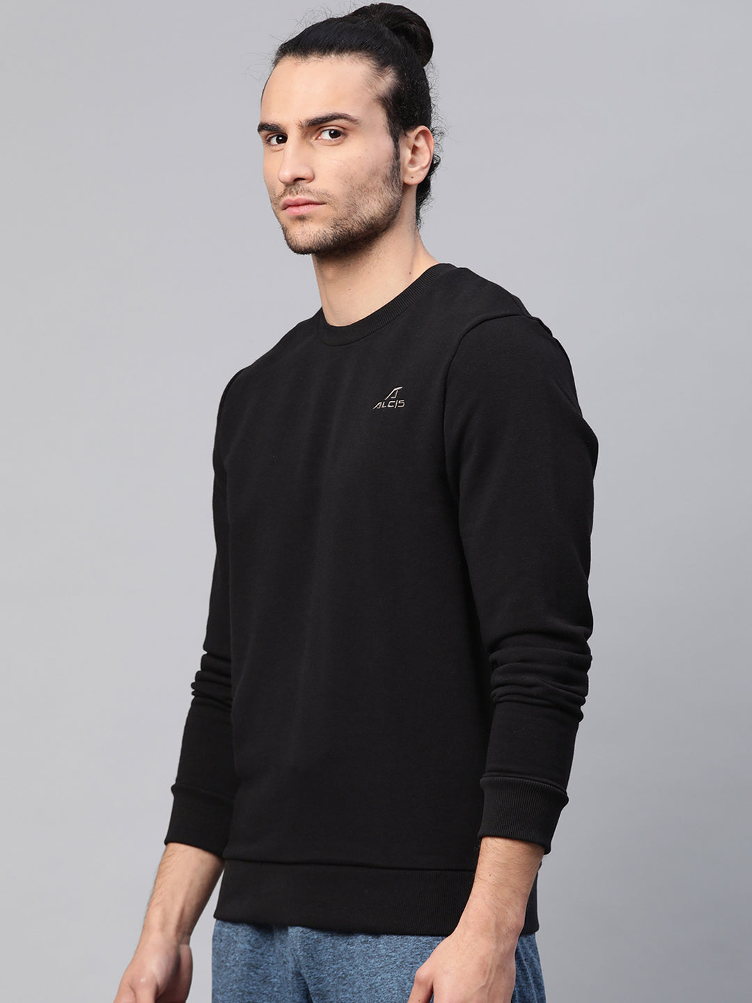 Alcis Men Solid Black Sweatshirts