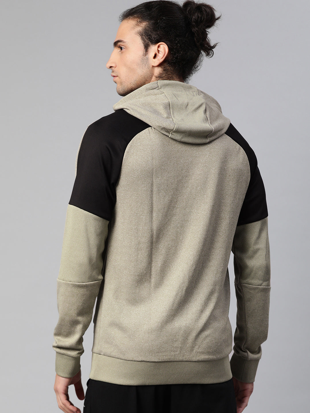Alcis Men Olive Green Self Design Hooded Training Sweatshirt