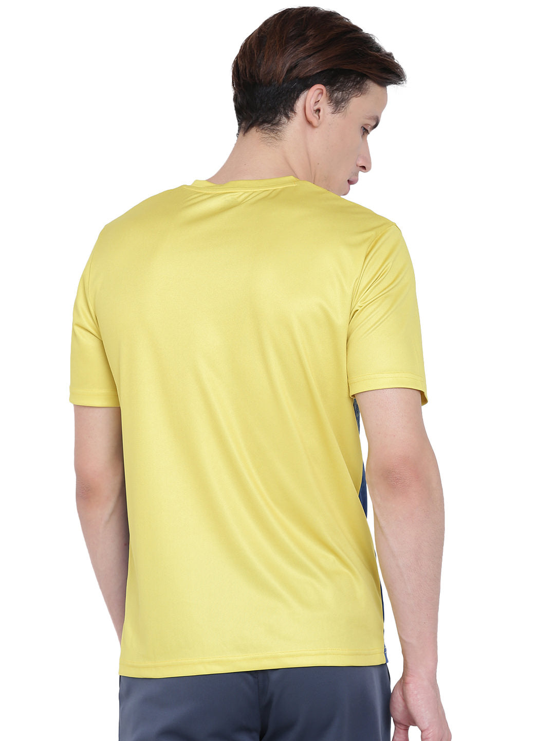Alcis Men Self Design Yellow Tshirts
