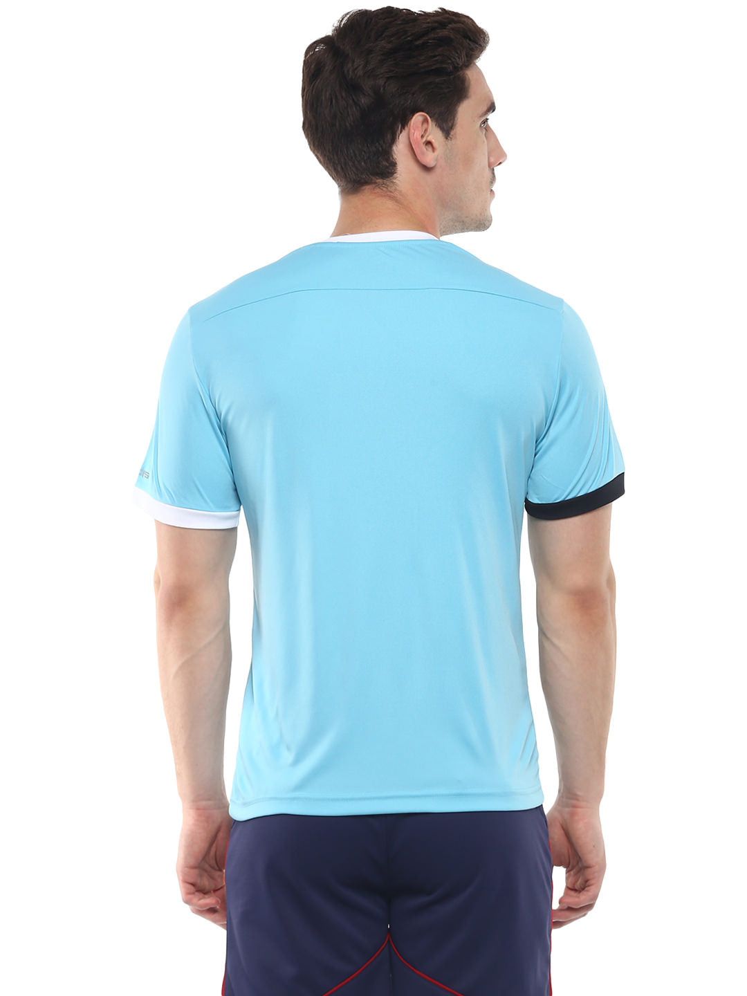Alcis Men Blue Striped V-Neck Soccer T-shirt