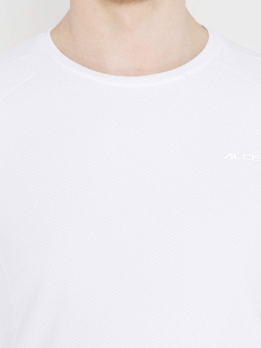 Alcis White Round Neck T-Shirt
