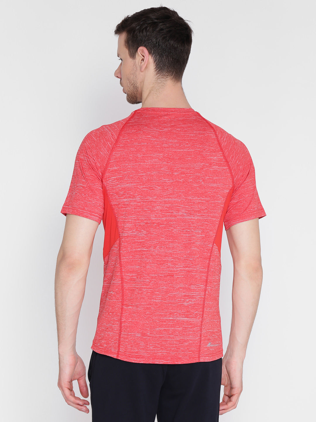 Alcis Men Red Self Design Round Neck T-shirt