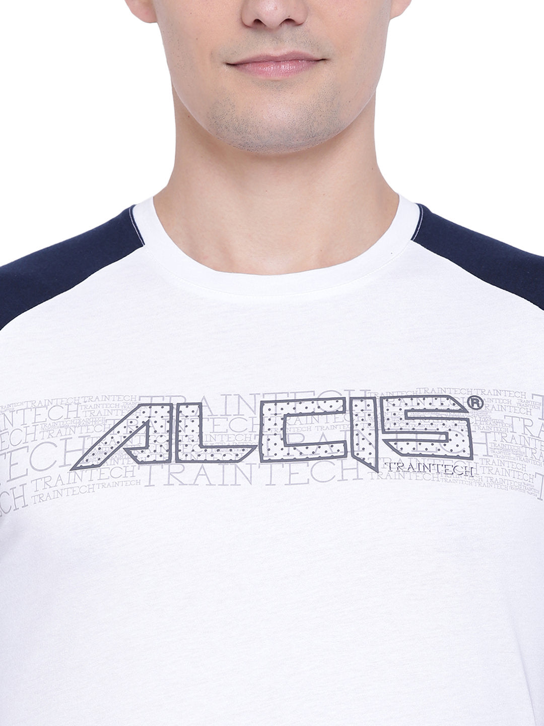 Alcis Men White Printed Round Neck T-Shirt