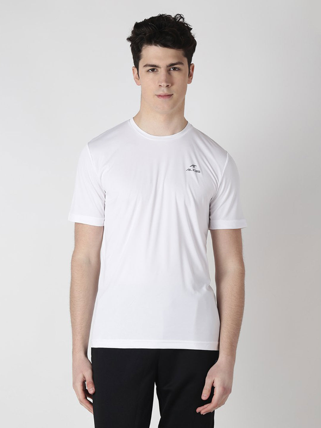 Alcis Men White Solid Round Neck T-shirt