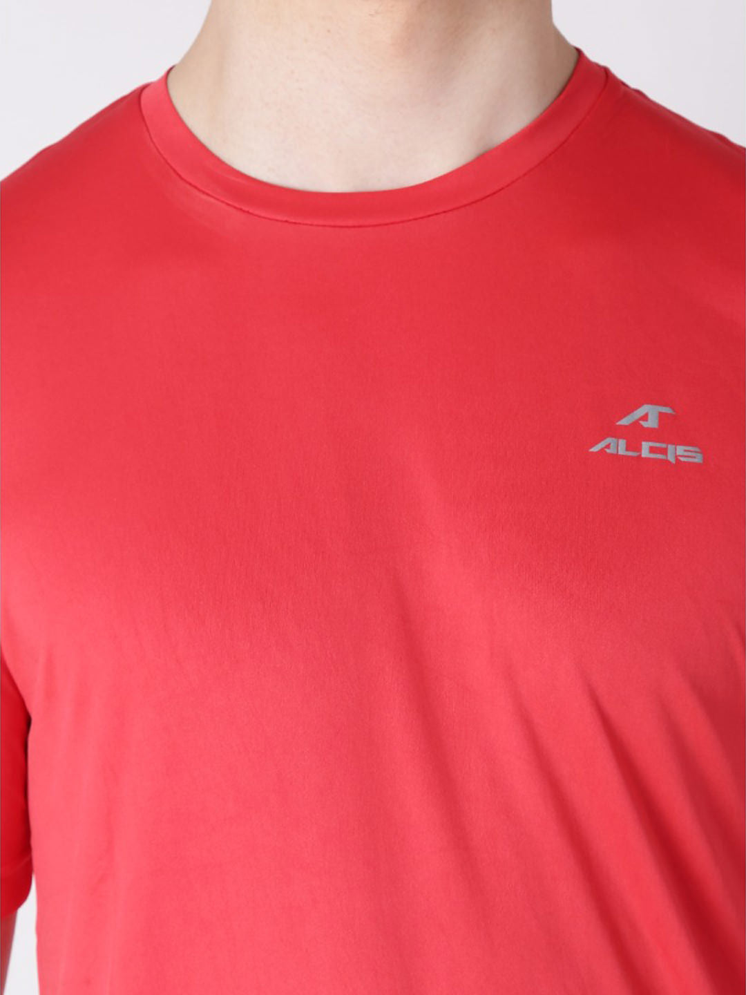 Alcis Men Red Solid Round Neck T-shirt