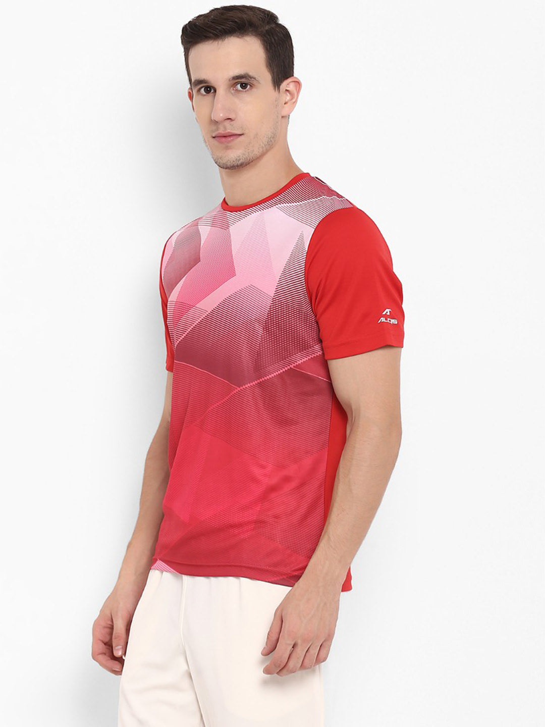 Alcis Men Red Printed Dry Tech Round Neck T-shirt