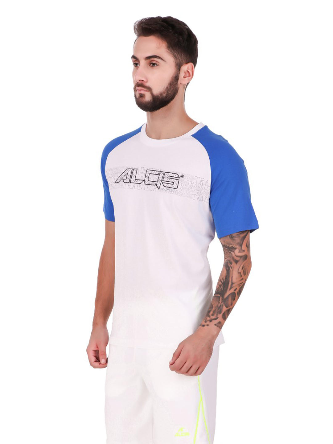 Alcis Men White Printed Round Neck Training T-shirt