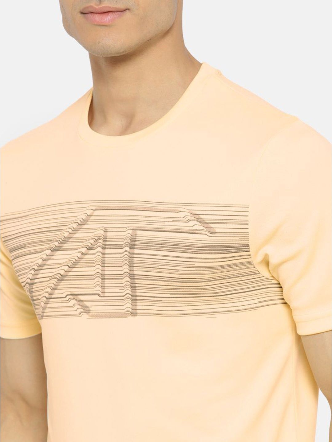 Alcis Men Beige Printed Detail Round Neck T-shirt