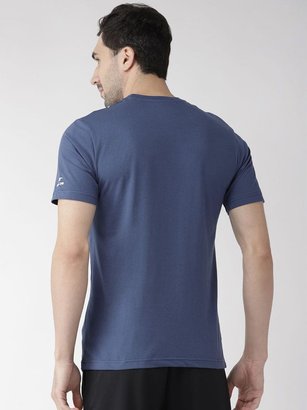 Alcis Men Blue Printed Round Neck Sports T-shirt