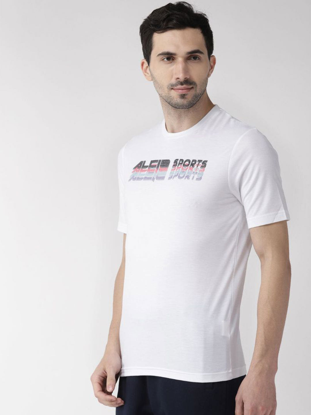 Alcis Men White Printed Detail Round Neck Training T-shirt