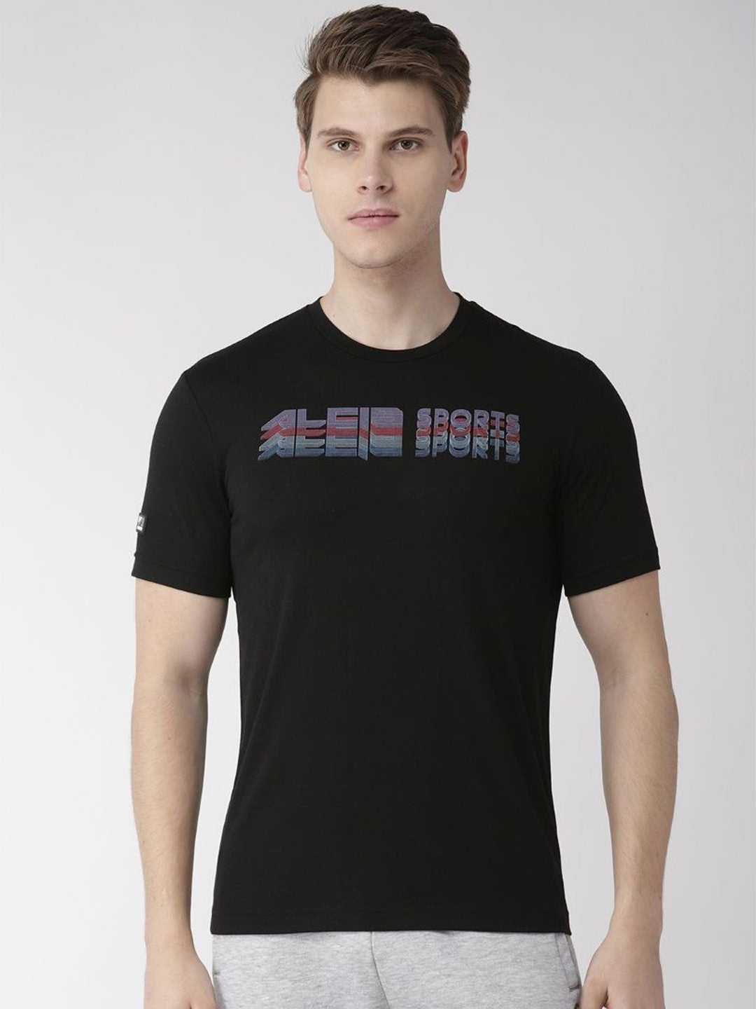 Alcis Men Black Printed Detail T-shirt