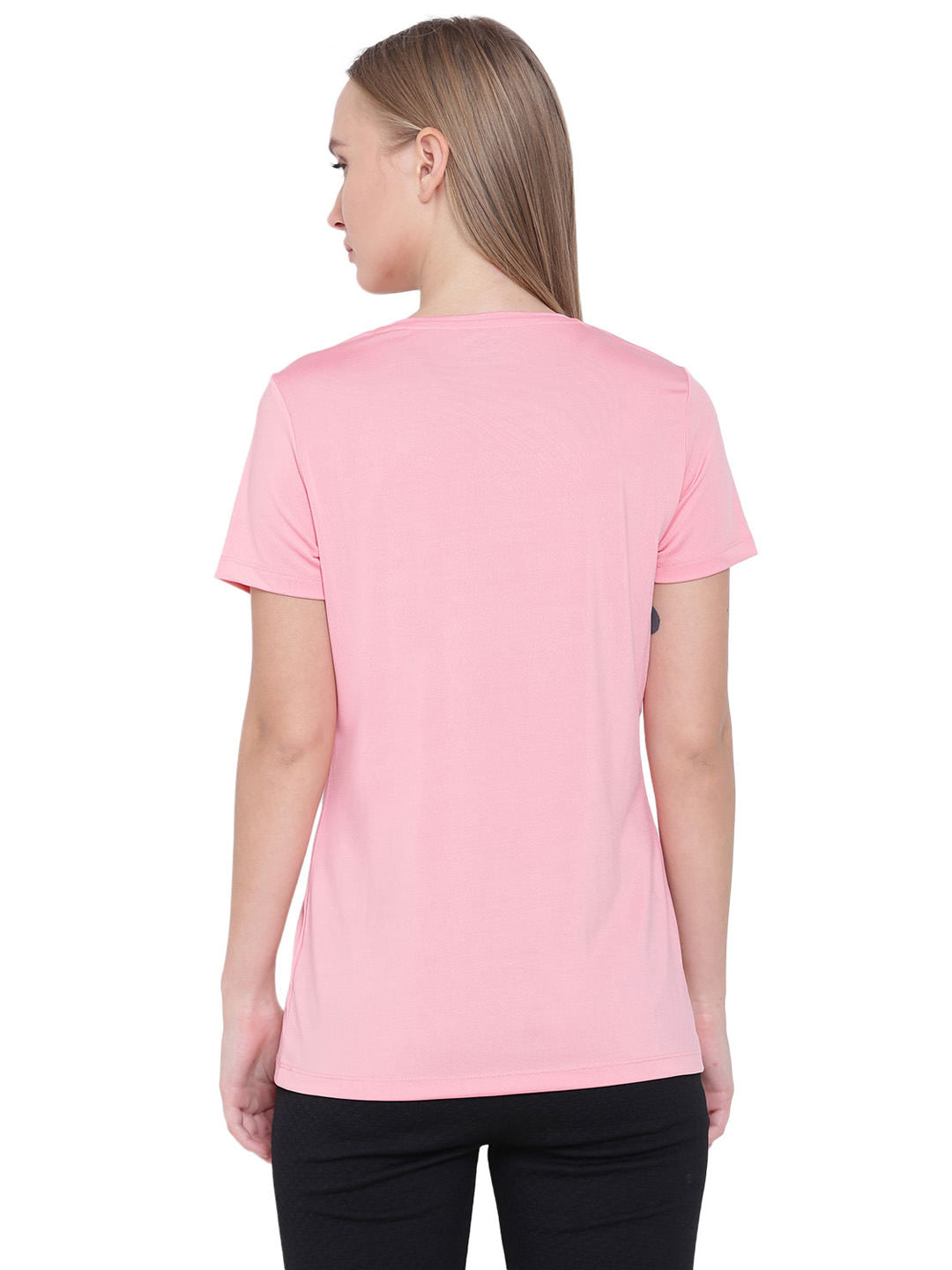 Alcis Women Solid Pink Tshirts