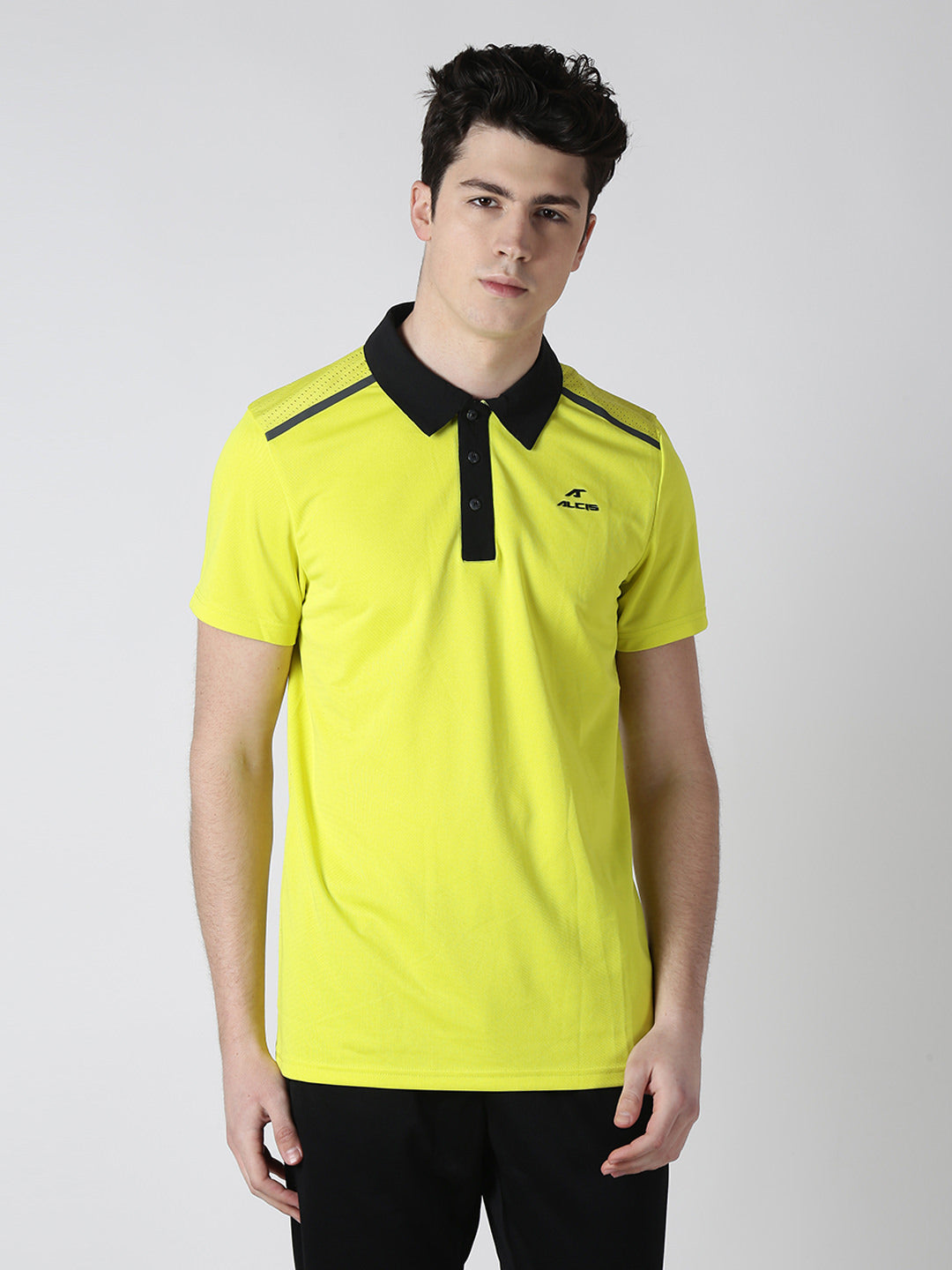 Alcis Men Lime Green Solid Polo Collar T-shirt