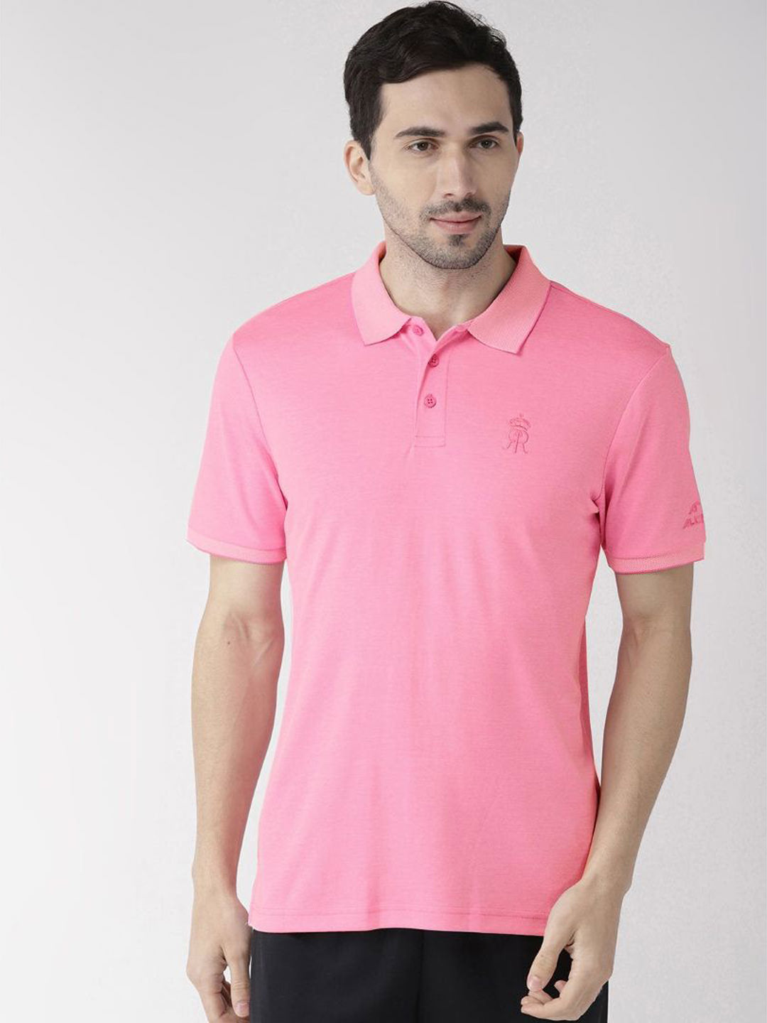 Alcis Men Pink Rajasthan Royals Solid Polo Collar T-shirt