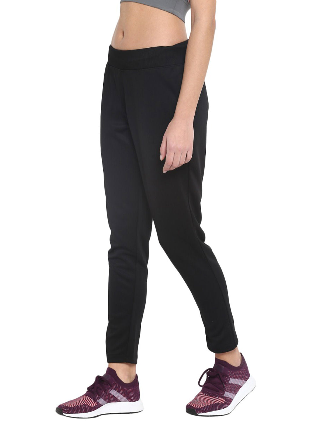Alcis Women Rajasthan Royals Black Solid Slim-Fit Track Pants