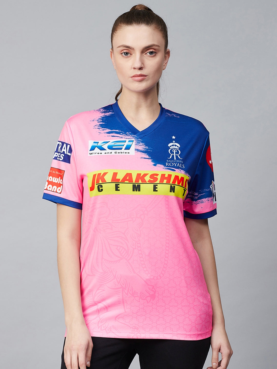 Alcis Women Pink Printed Rajasthan Royals Replica Match Day Jersey
