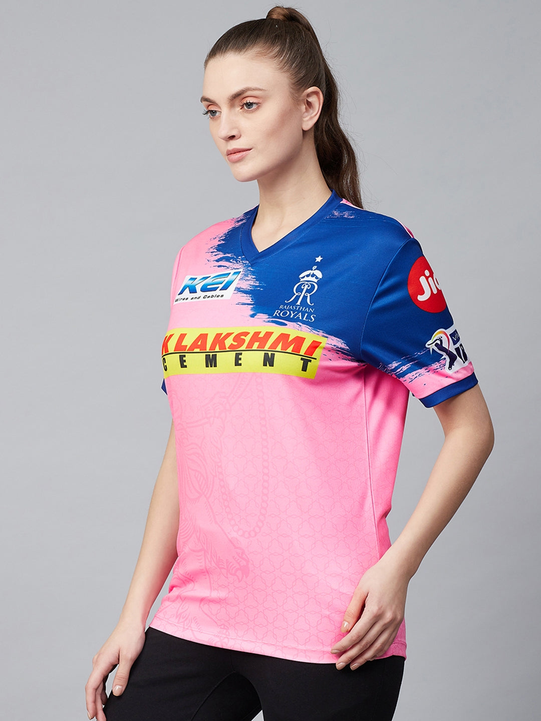 Alcis Women Pink Printed Rajasthan Royals Replica Match Day Jersey