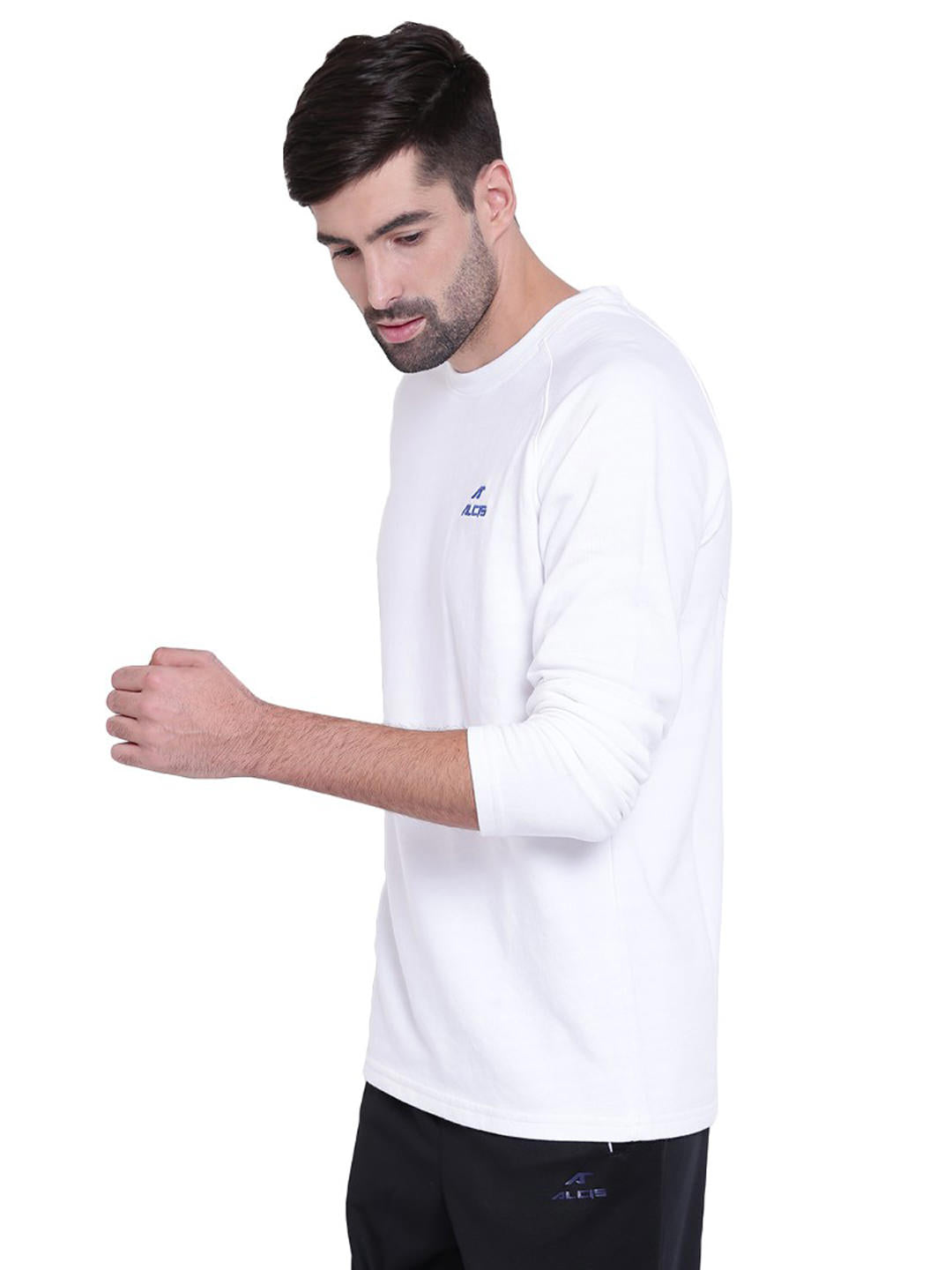 Alcis Men White Solid Sweatshirt SWT1003002