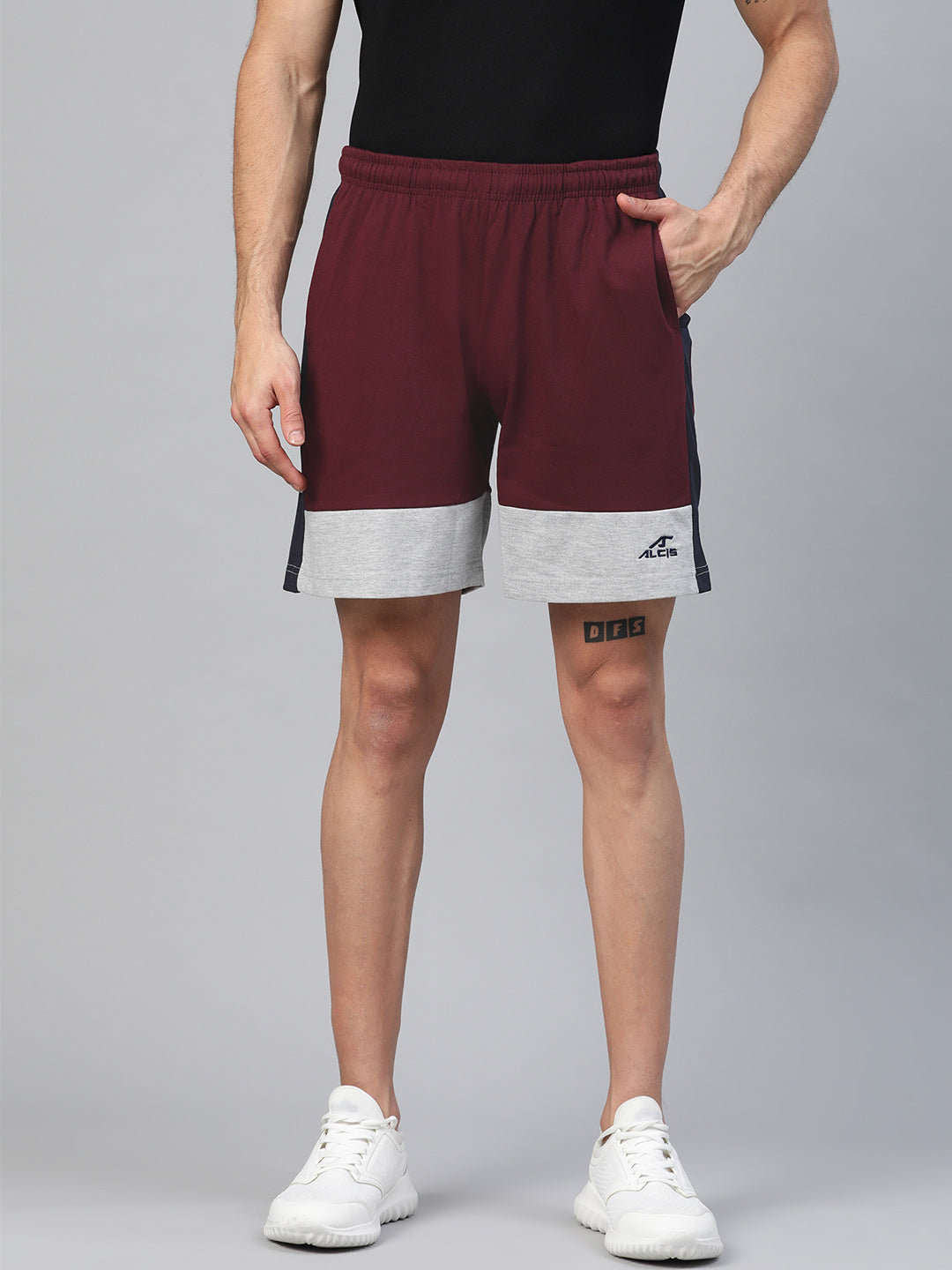 Alcis Men Burgundy Solid Regular Fit Sports Shorts