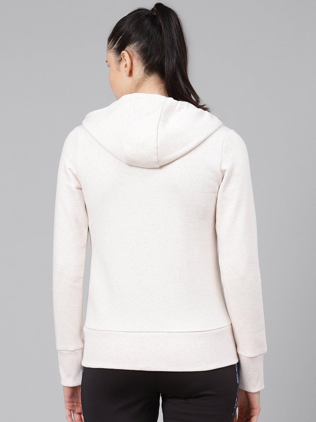 Alcis Women Off-White Solid Hooded Sporty Jacket