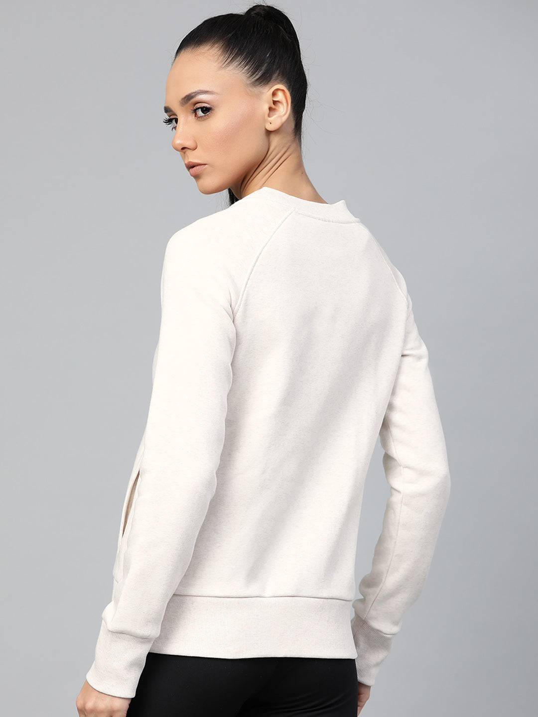 Alcis Women Off-White Solid Sweatshirt