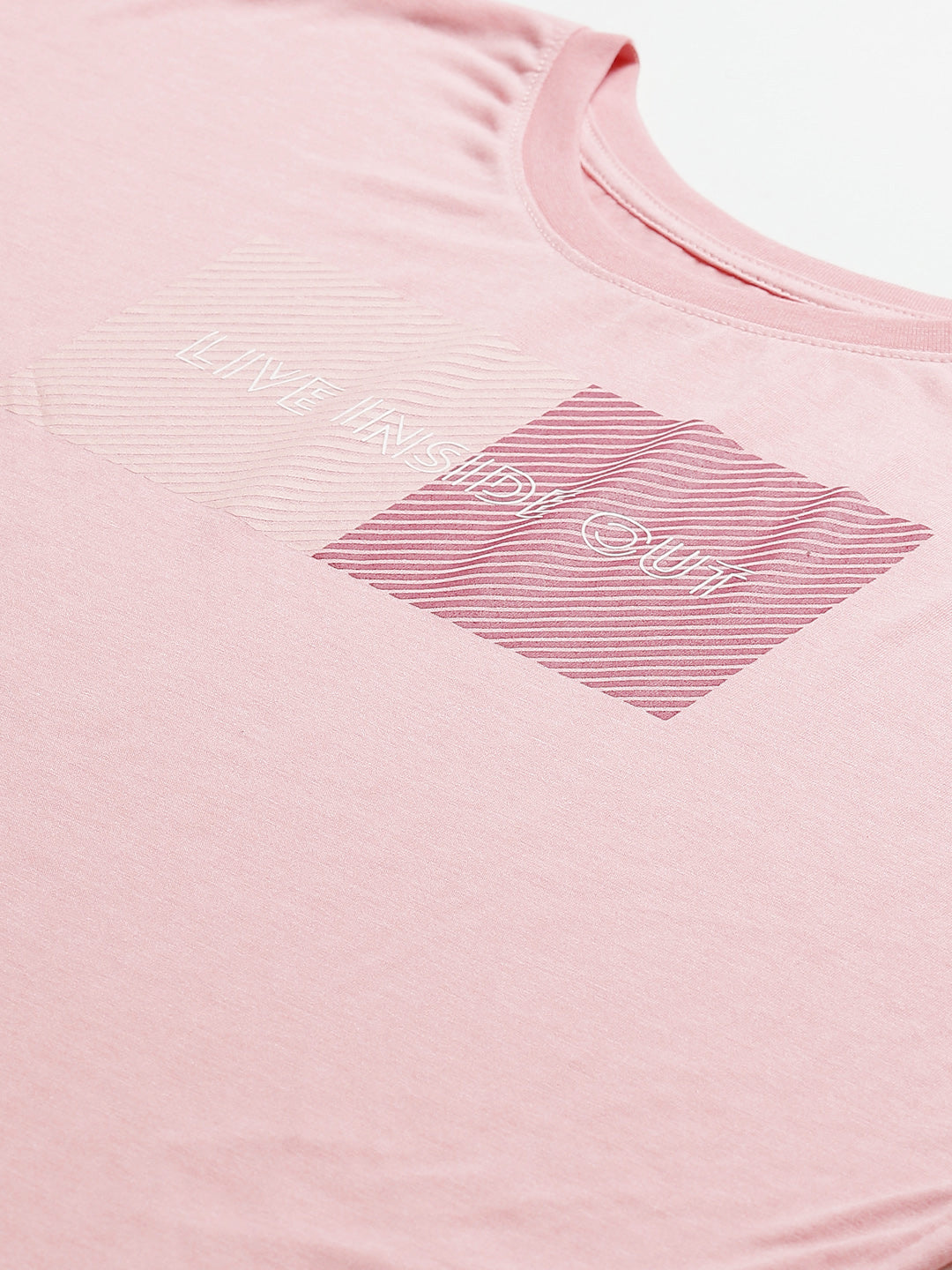 Alcis Women Pink Printed Slim Fit Round Neck T-shirt