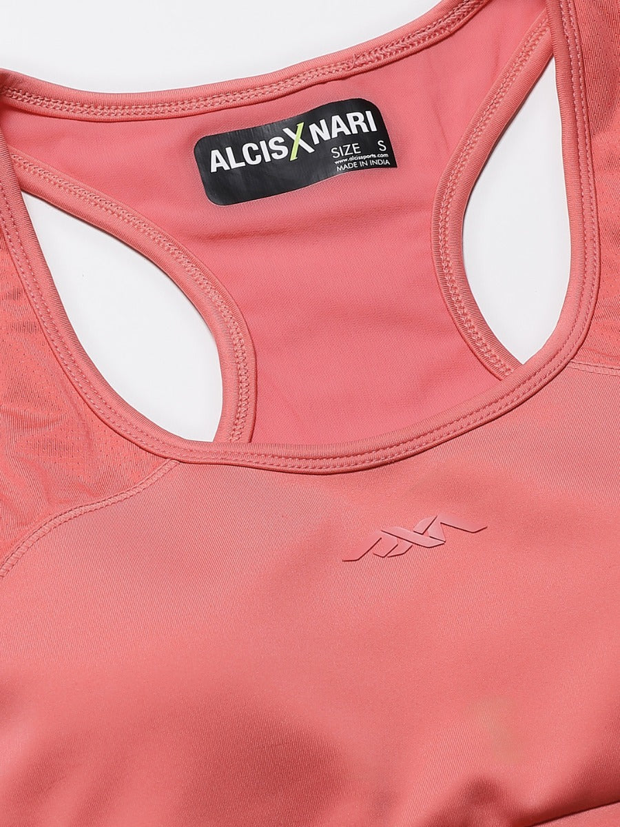 Alcis Pink X Nari Solid Non-Wired Lightly Padded Training Sports Bra WAL12U2