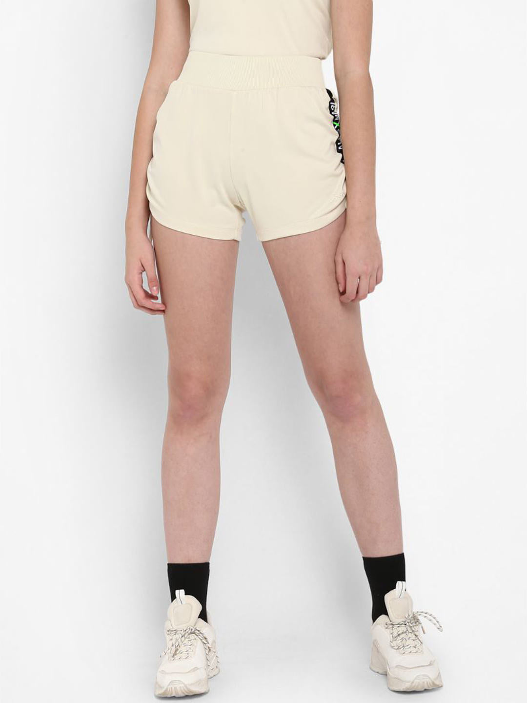 Alcis Women Solid Off White Shorts