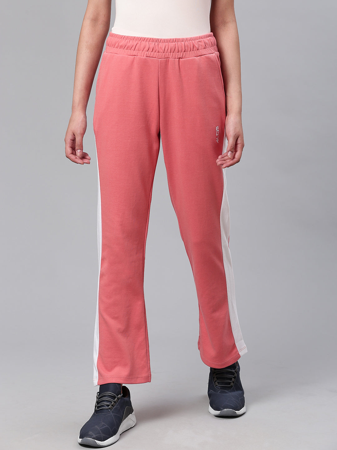 Alcis Women Coral Pink Slim Fit Solid Track Pants