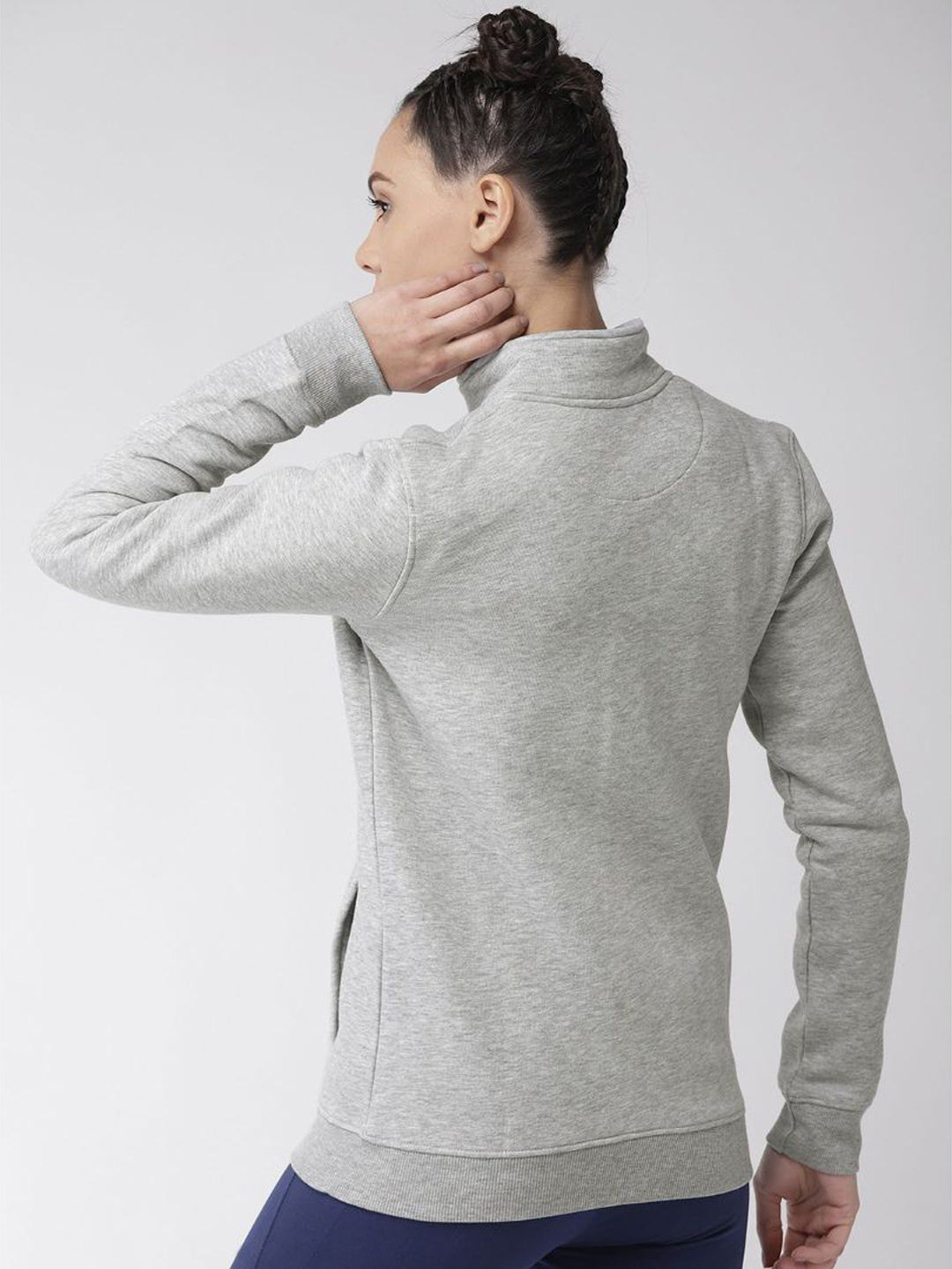 Alcis Women Grey Melange Solid Sporty Jacket