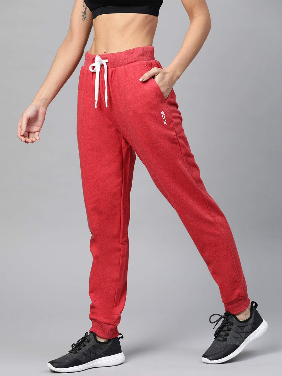 Alcis Women Red Slim Fit Solid Joggers