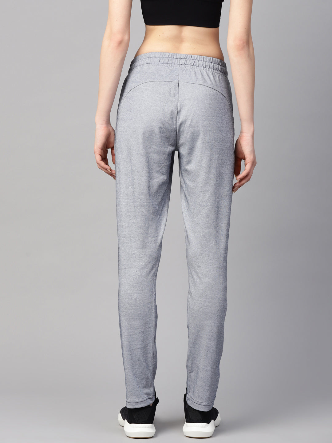 Alcis Women Grey Melange Solid Straight Fit Track Pants