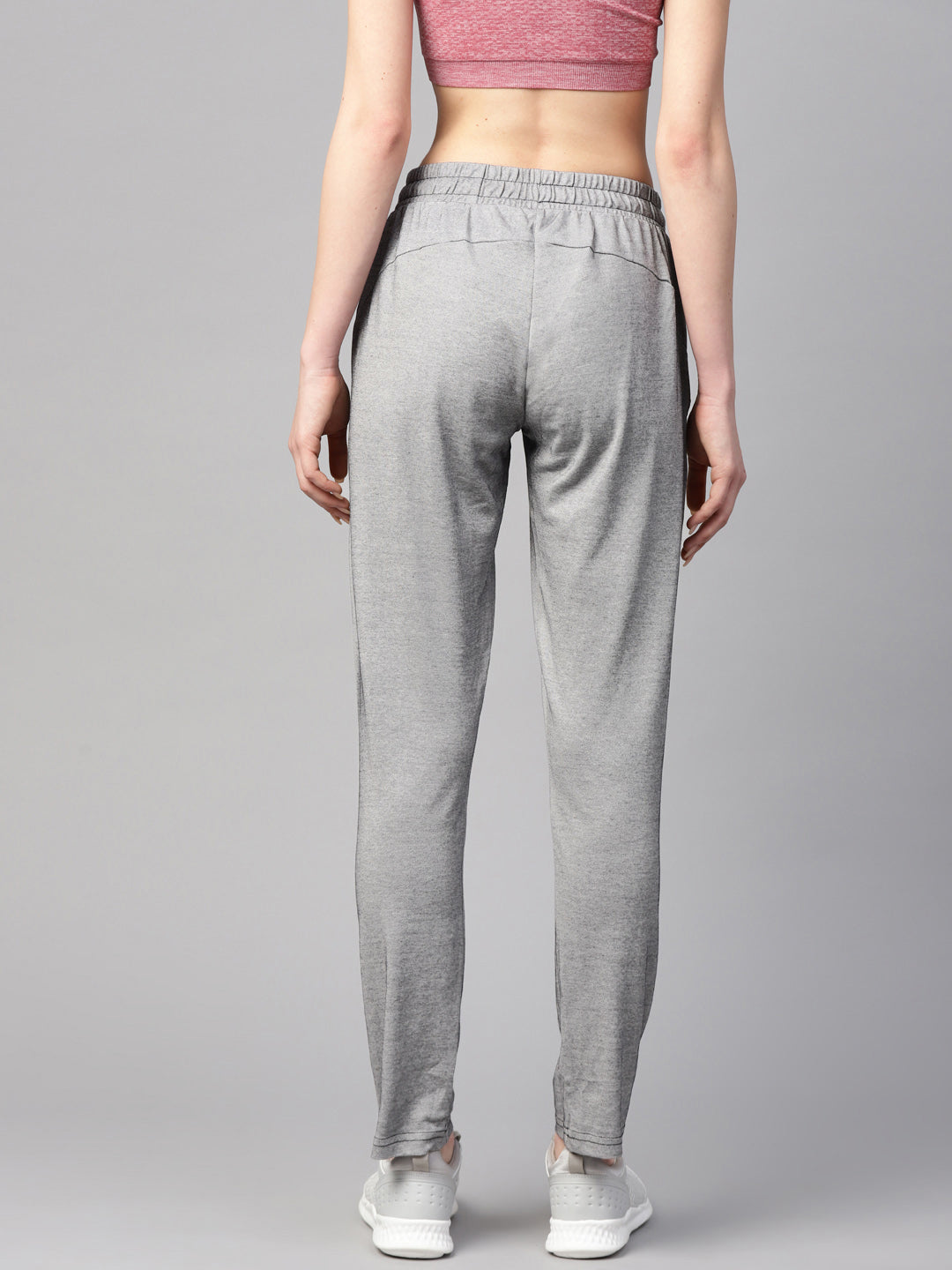 Alcis Women Grey Melange Solid Slim Fit Track Pants