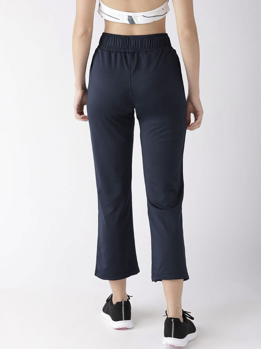 Alcis Women Navy Blue Solid Cropped Track Pants
