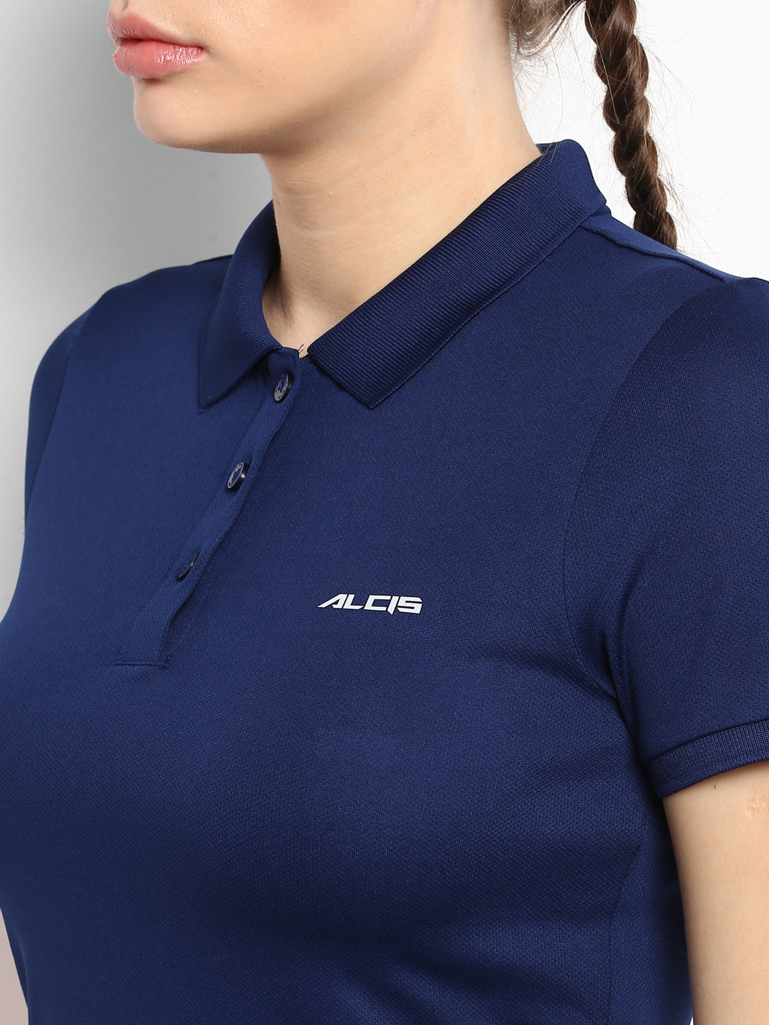 Alcis Women Solid Navy Blue Tshirts