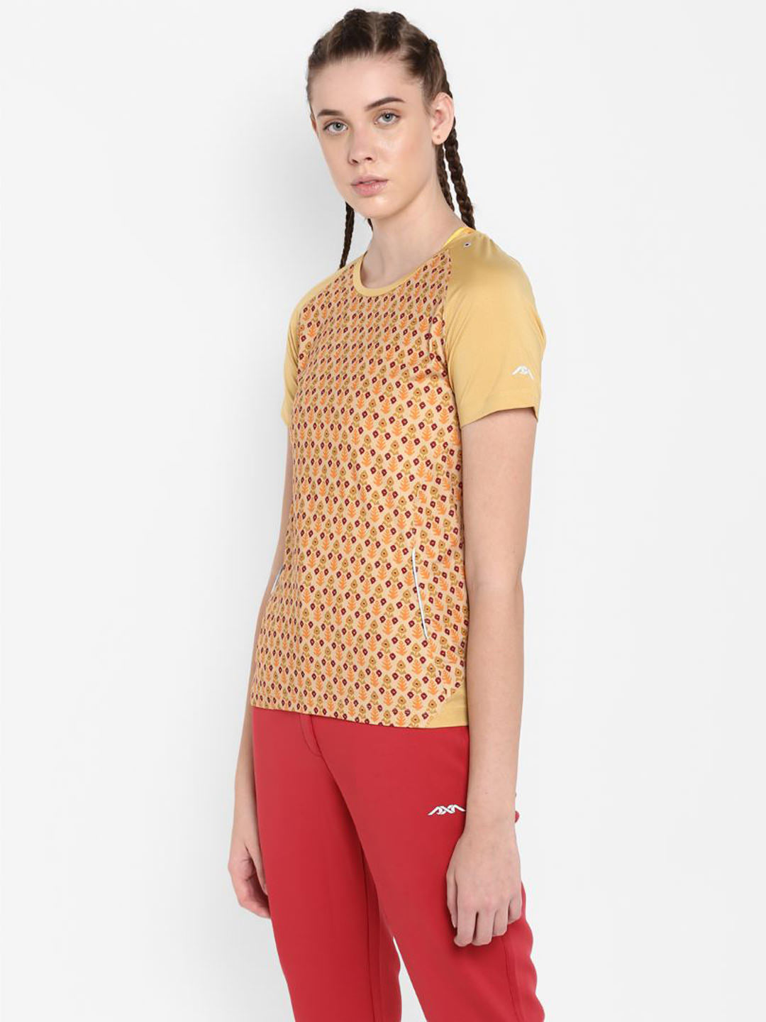 Alcis Women Orange Printed Round Neck T-shirt