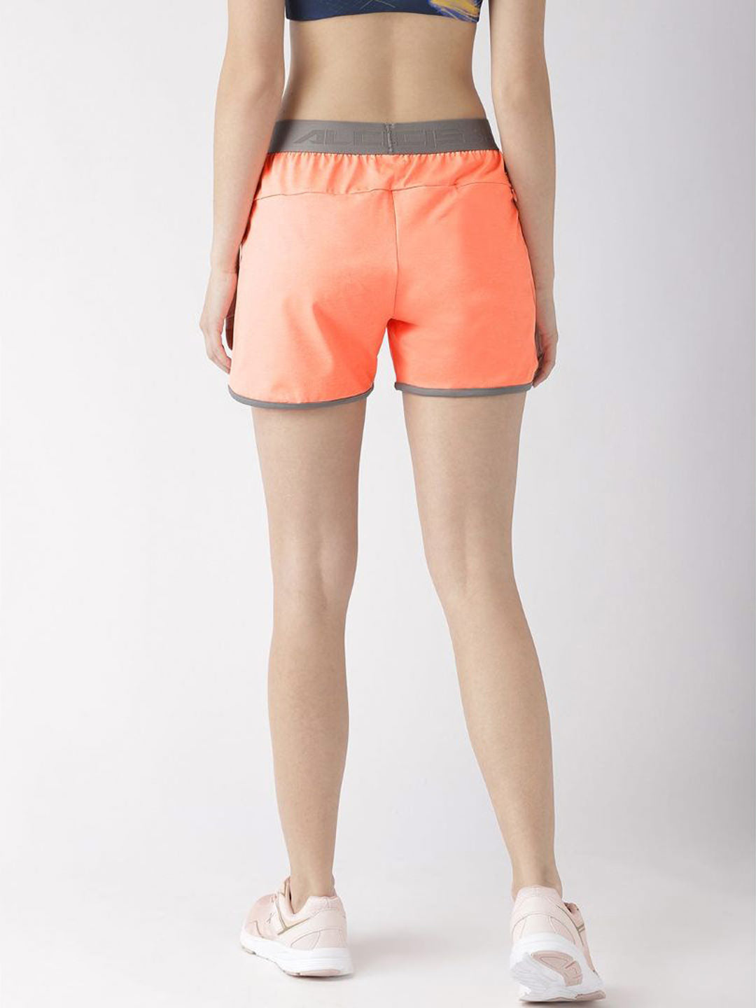 Alcis Women Neon Orange Solid Slim Fit Running Shorts