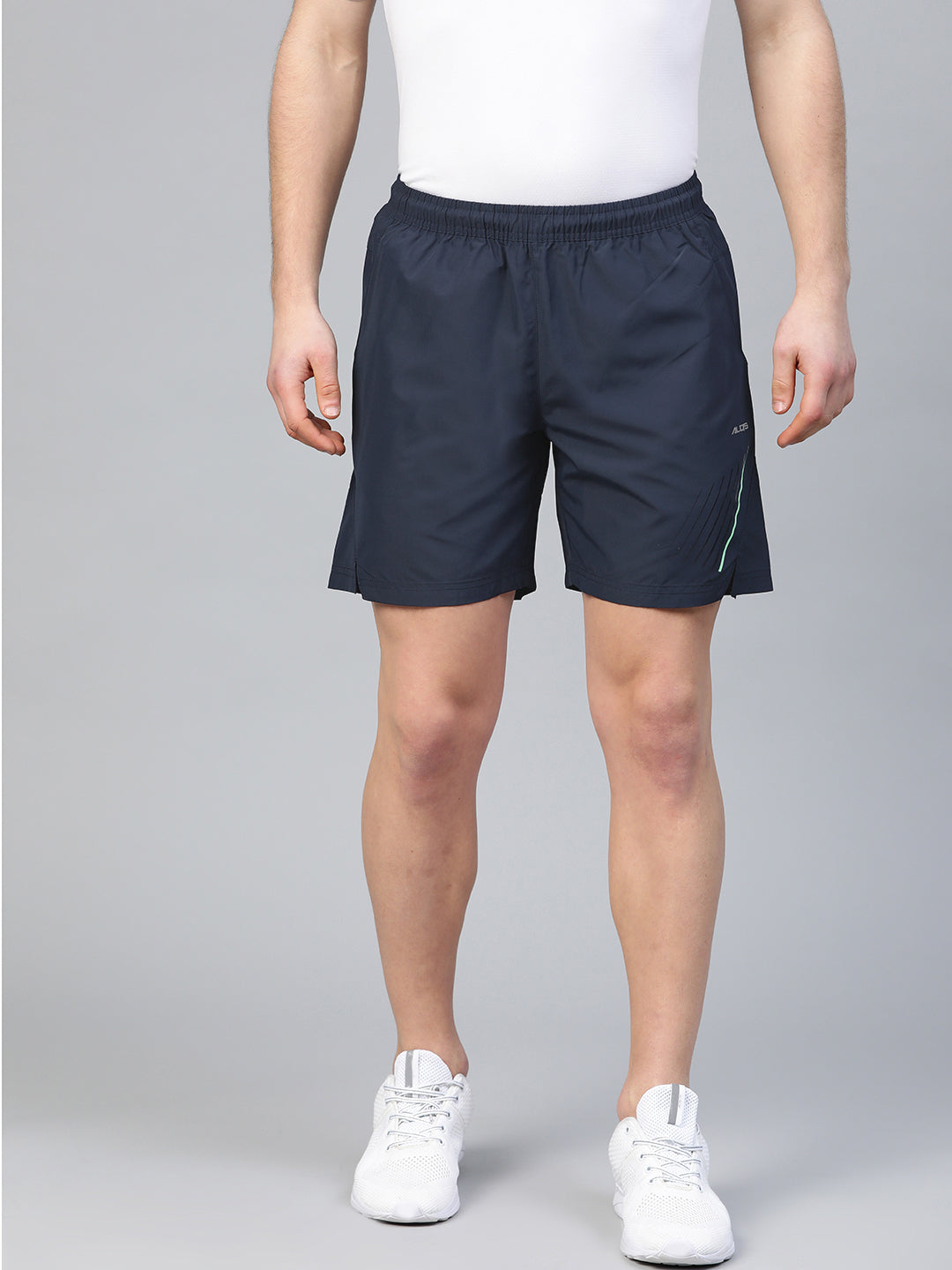 Alcis Men Navy Blue Solid Slim Fit Sports Shorts