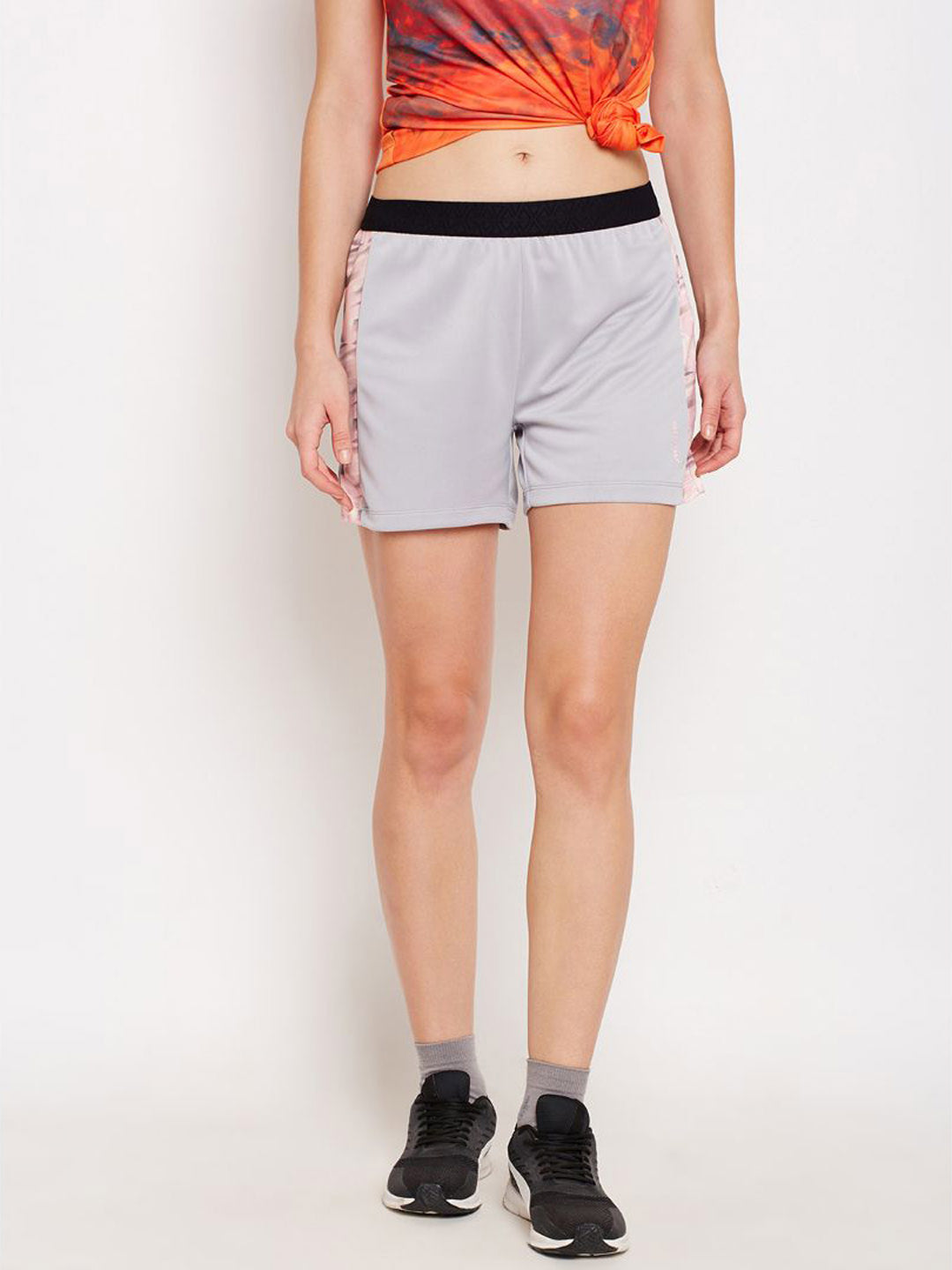 Alcis Women Grey Solid Regular Fit Sports Shorts