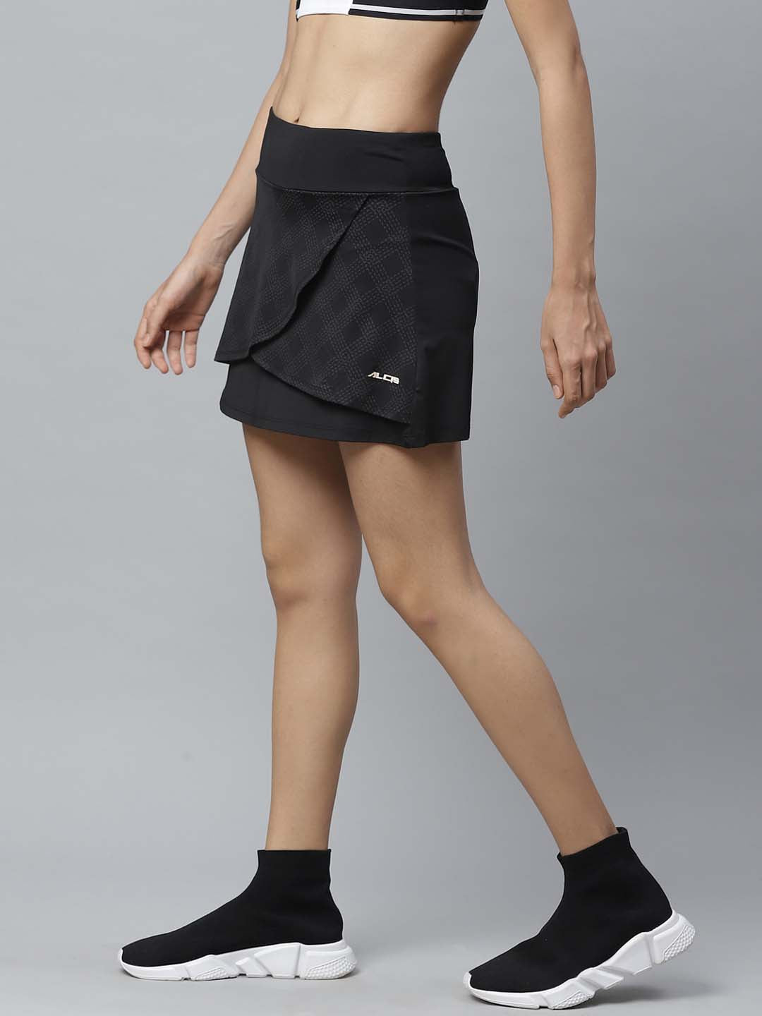 Alcis Women Black Printed Mini Wrap Skirt