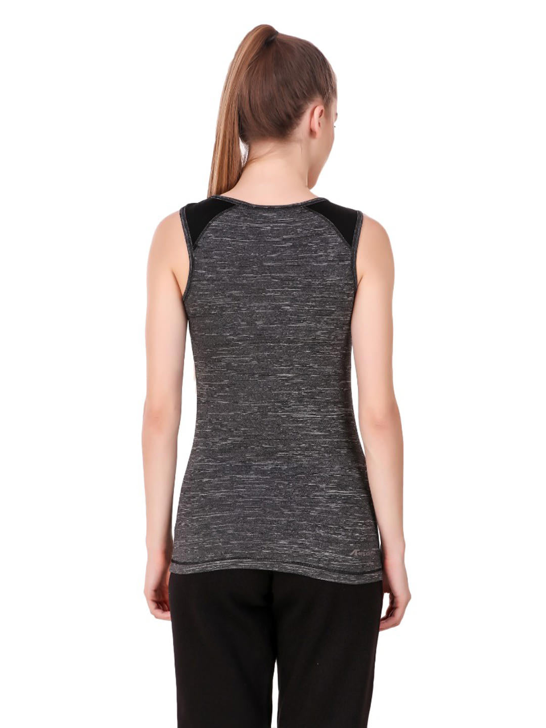 Alcis Women Charcoal Grey Self Design Round Neck Sports T-shirt