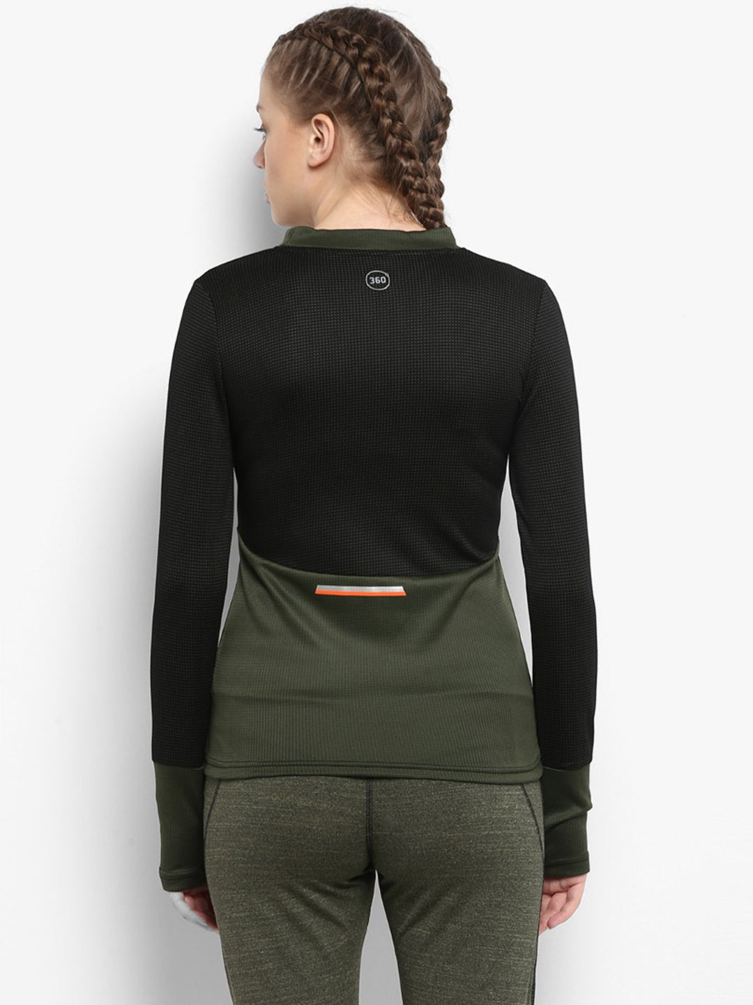 Alcis Women Black  Olive Green Printed AntiStatix Rapid Dry Sweatshirt