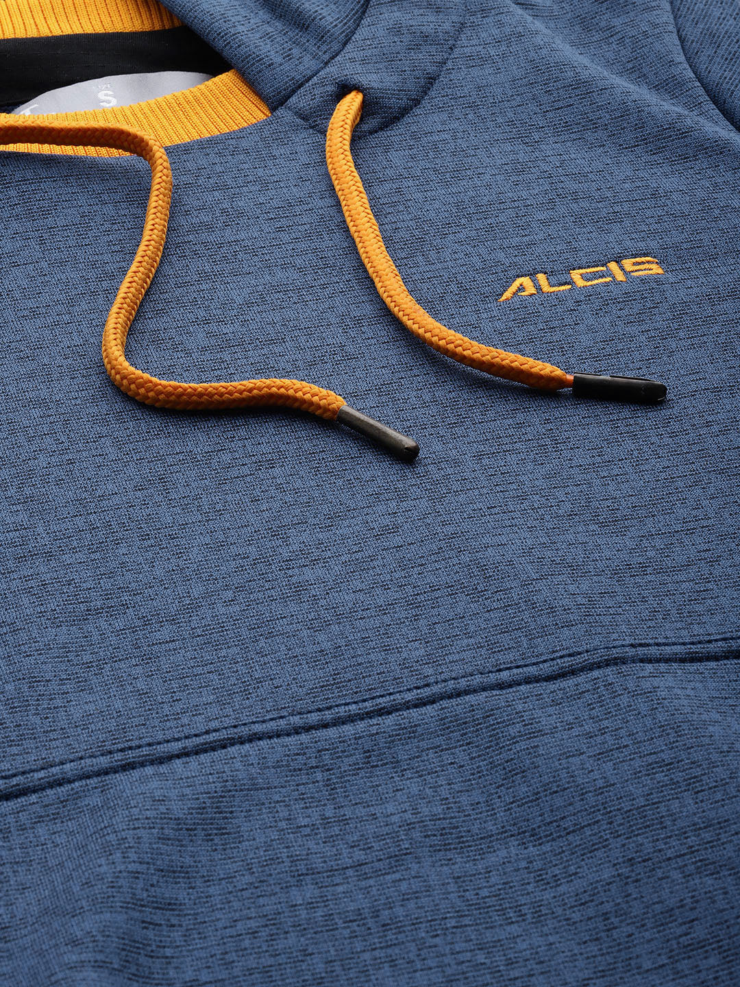 Alcis Women Navy Blue Self Design Hooded Sweatshirt