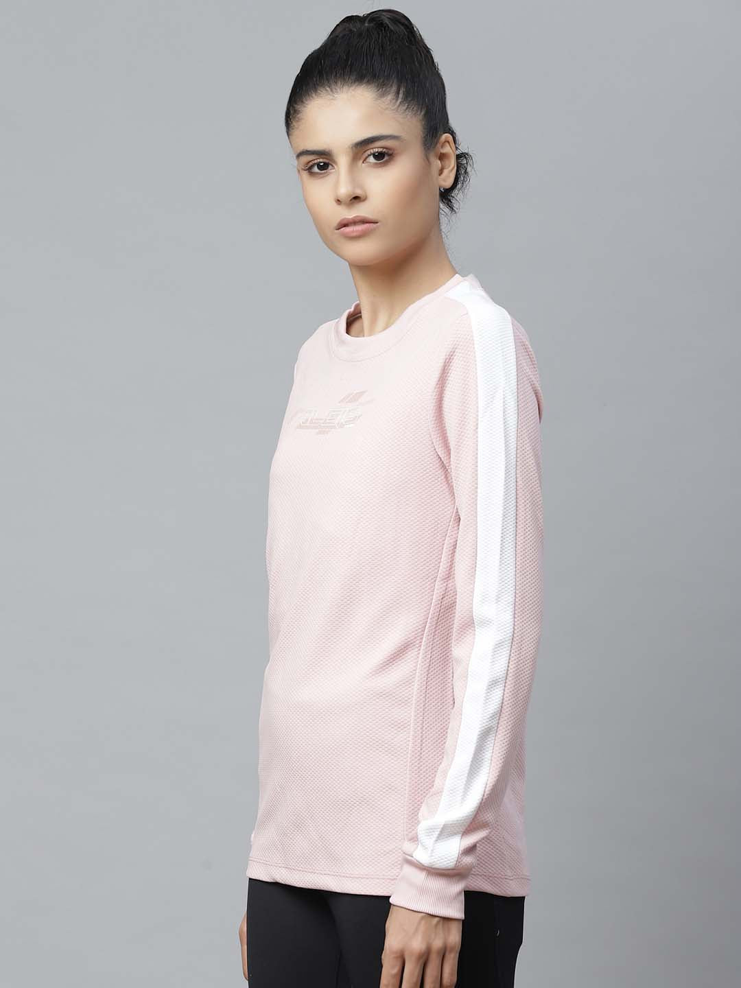 Alcis Women Pink Self Design Sweatshirt