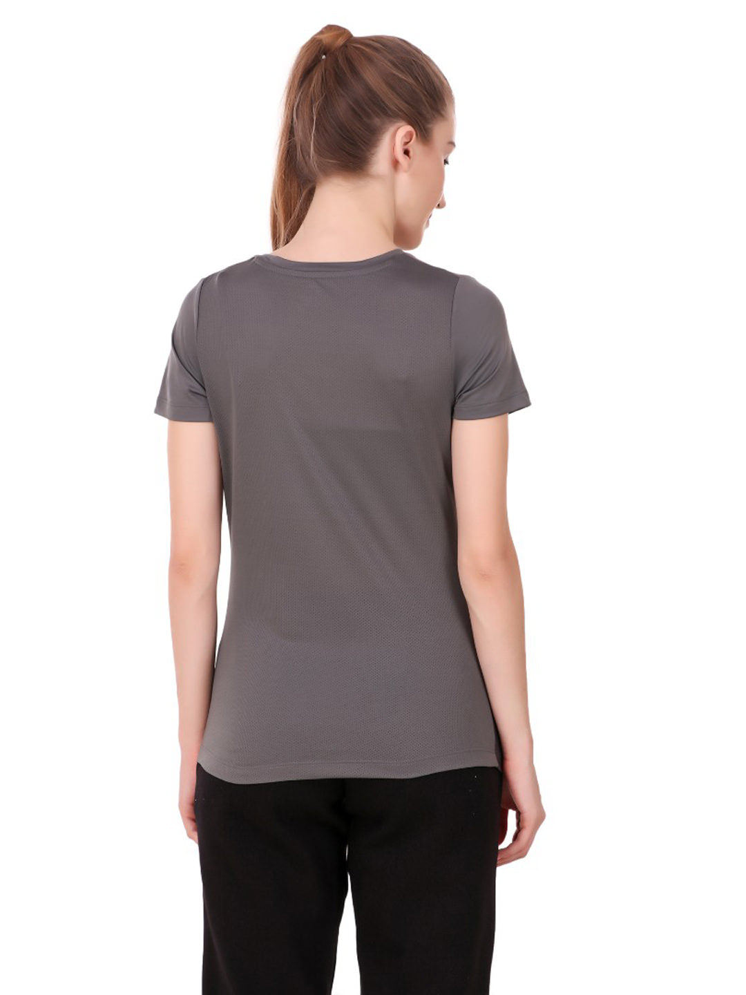 Alcis Women Grey Printed V-Neck Running T-shirt