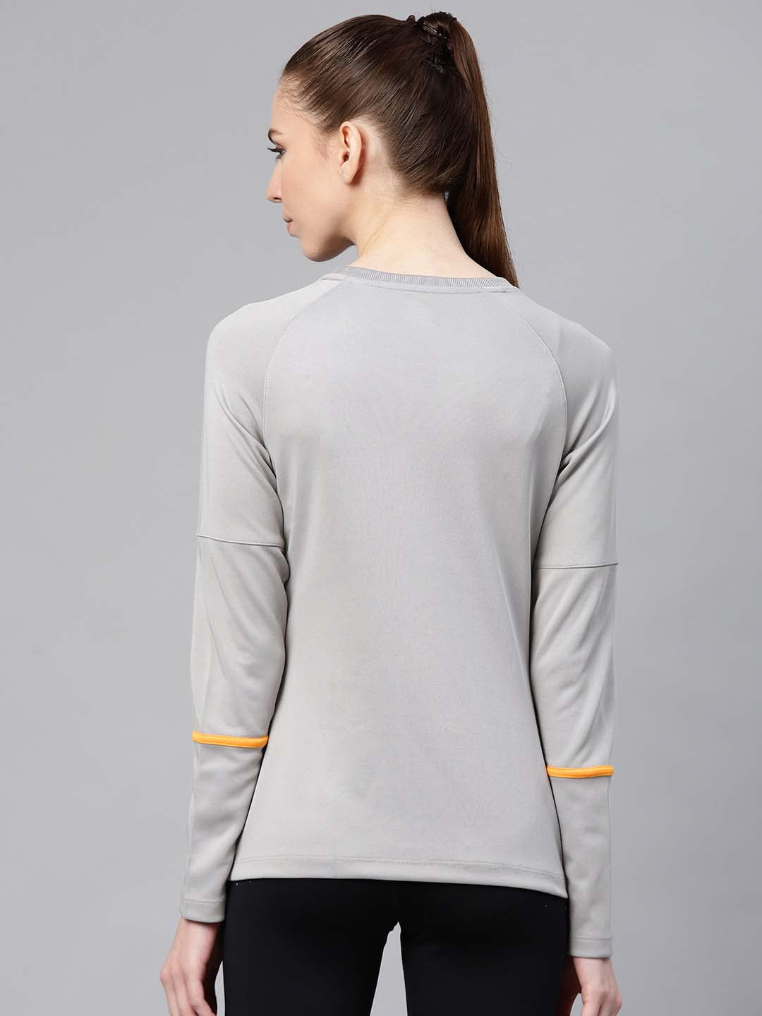 Alcis Women Grey Solid Round Neck Tennis T-shirt