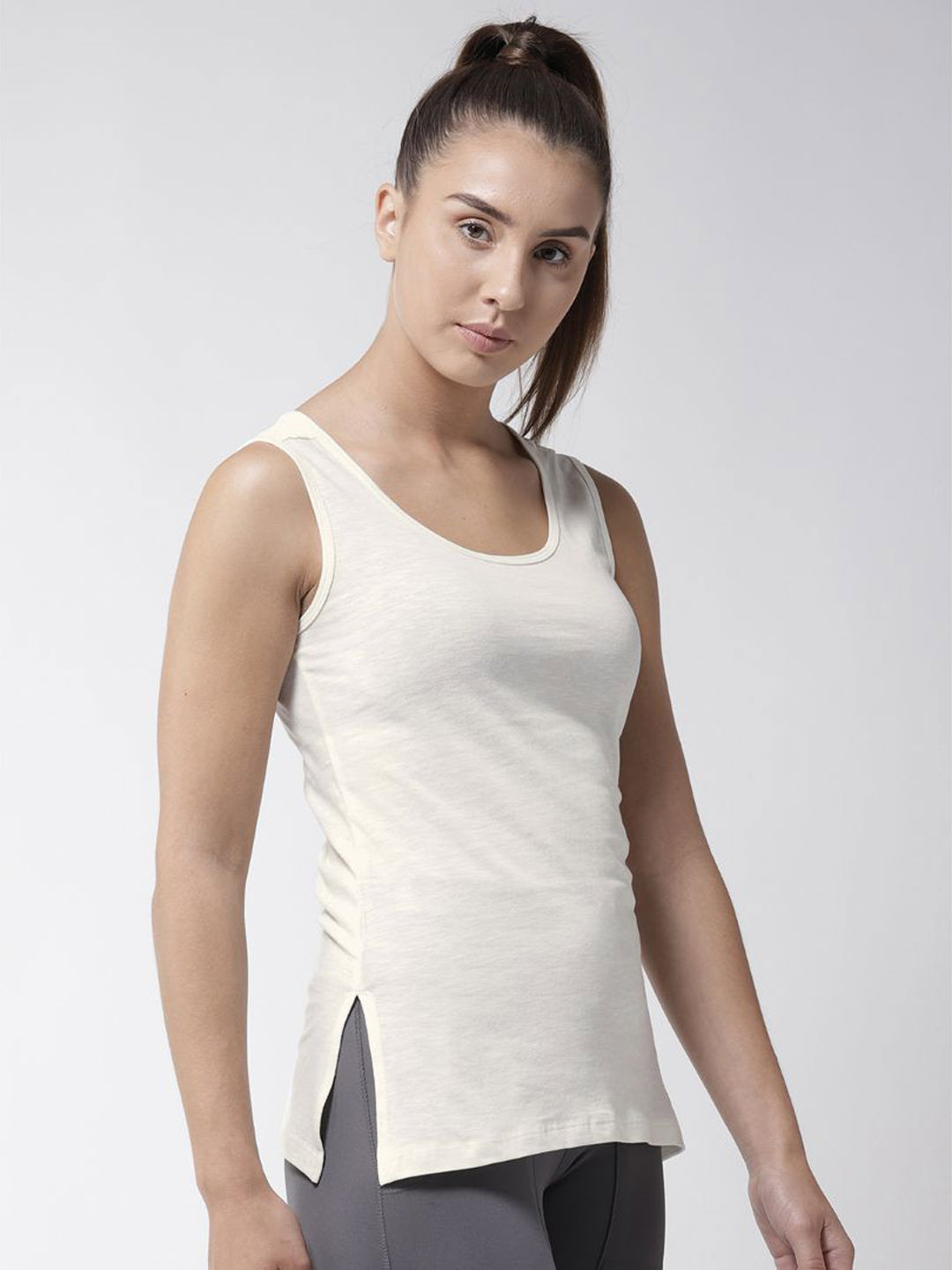 Alcis Women Off-White Solid Top