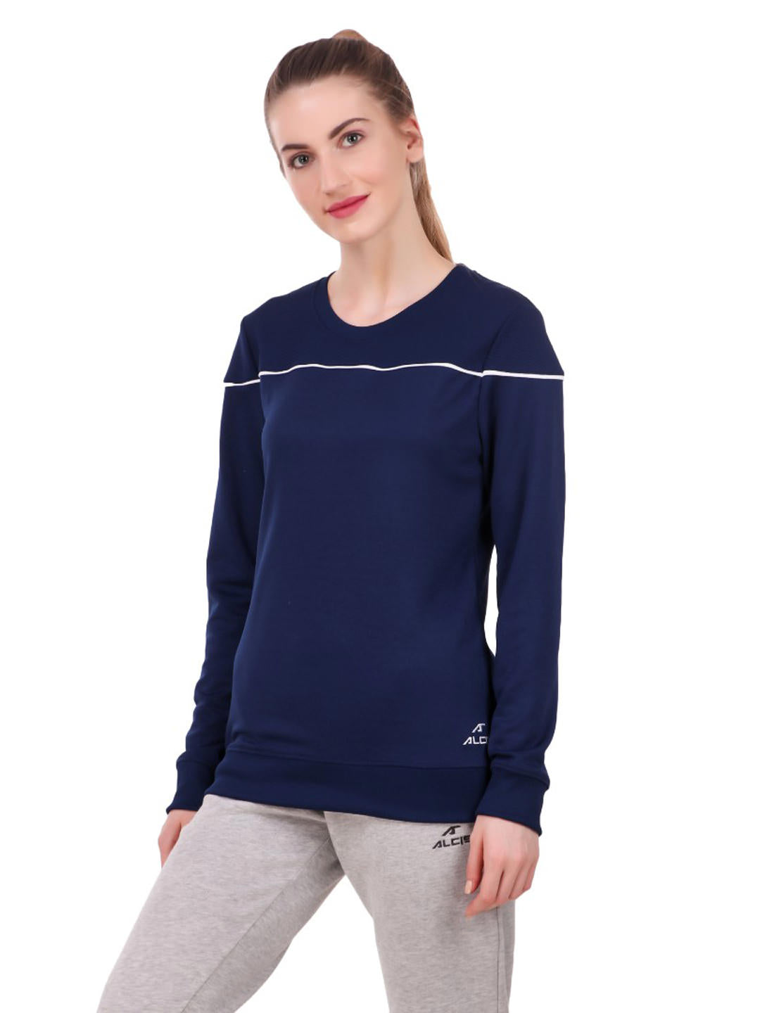 Alcis Women Navy Blue Solid Sweatshirt