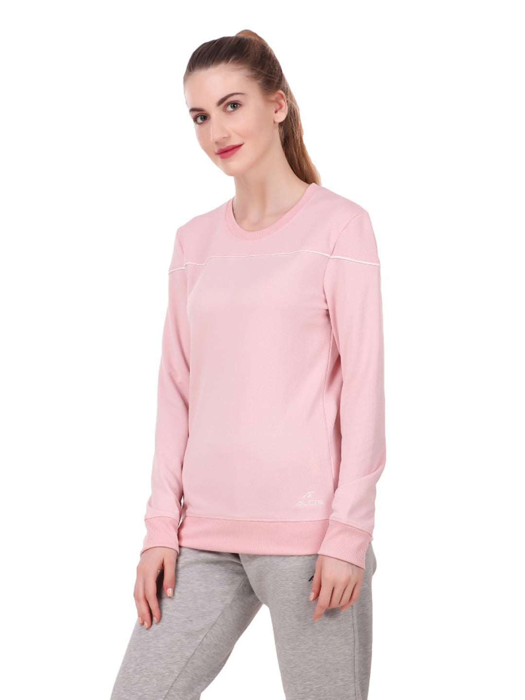 Alcis Women Pink Solid Sweatshirt